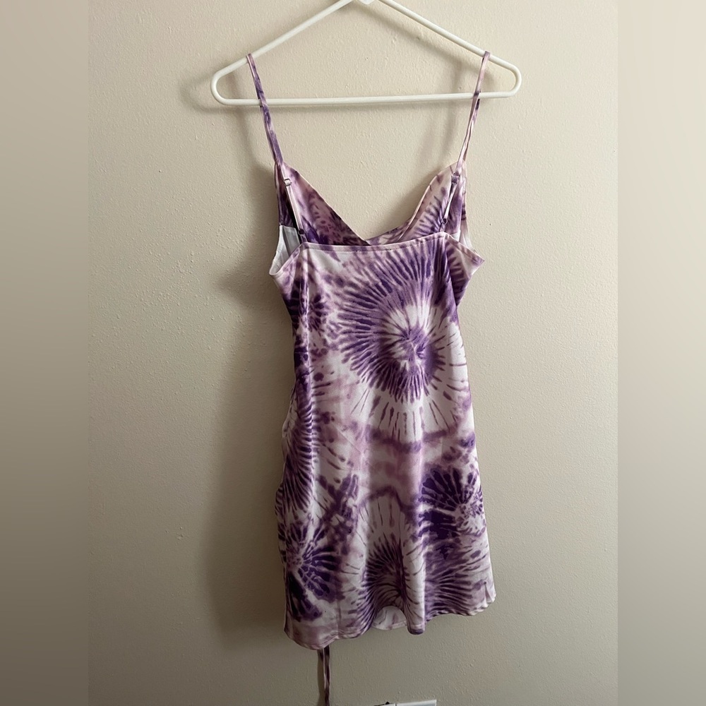 Tie Dye Cowl Neck Cinched Mini Dress - Picture 9 of 13
